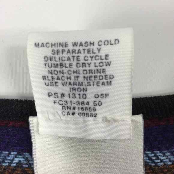 Womens Stripe Vest Size 8 Wool Blend Zip Up Purple Blue Brown Red - Picture 6 of 6